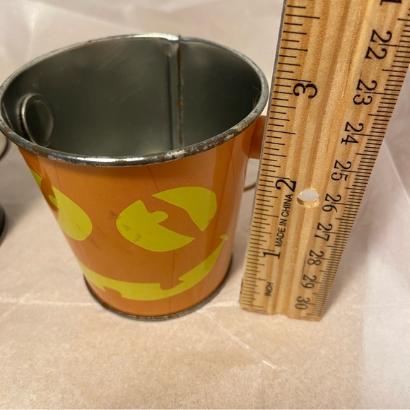 Vintage Halloween Buckets 2 mini pail Black Cat Jack O Lantern pumpkin face 90s - Picture 8 of 16